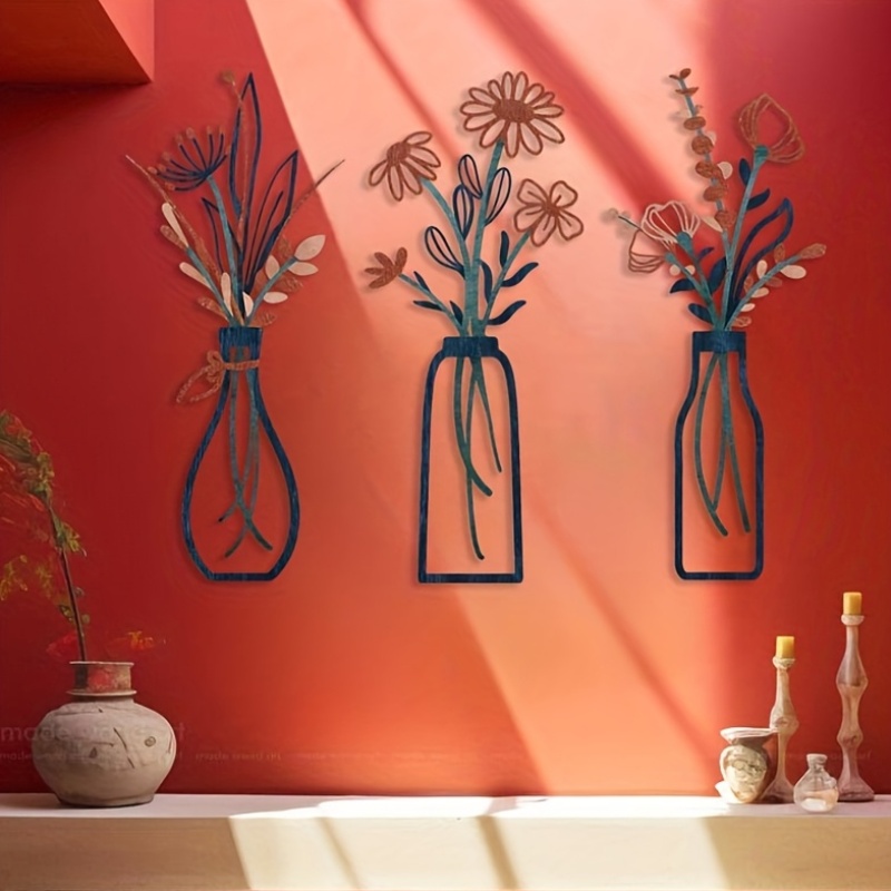 Home Decor Design Interior - 3 grandes sculptures murales florales -