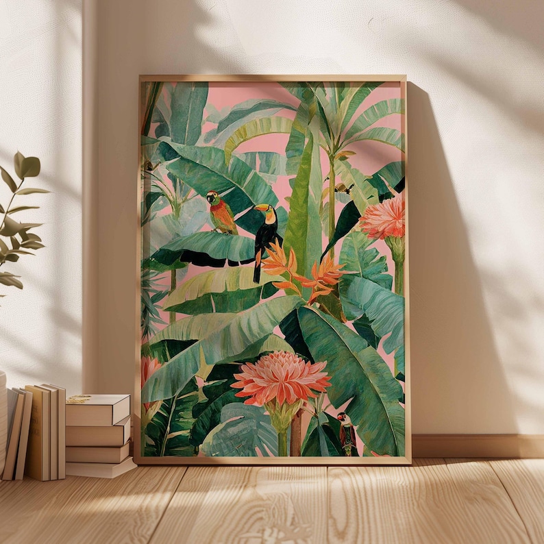 Home Decor Design Interior - Affiche en toile tropicale rétro, impression