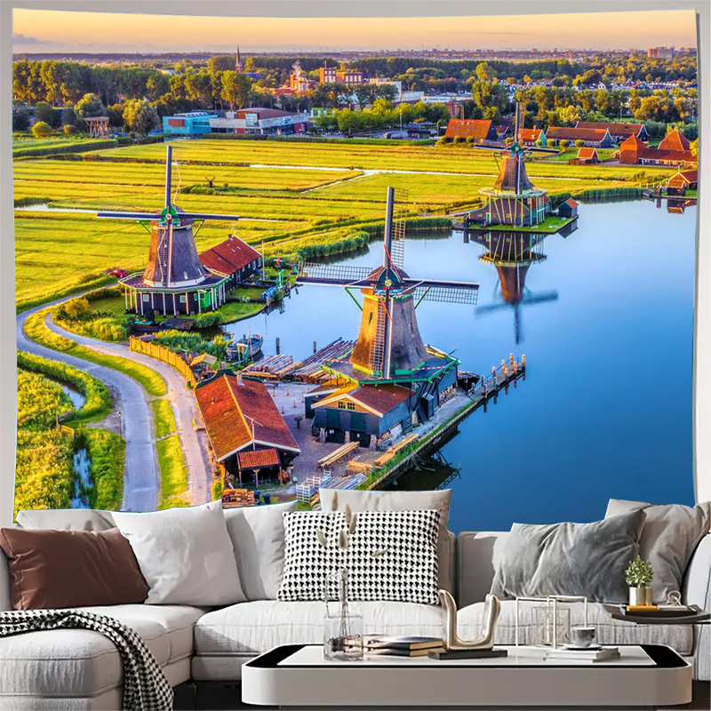 Home Decor Netherlands - Grande tapisserie murale bohème avec impression
