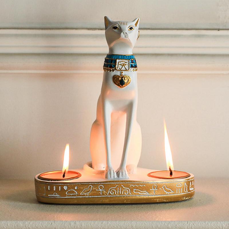 Home Decor Modern Organic - Statue de Chat Égyptien en Résine,