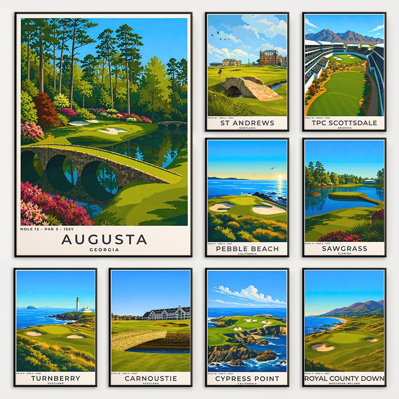 Home Decor Location - Affiche de paysage de golf moderne,
