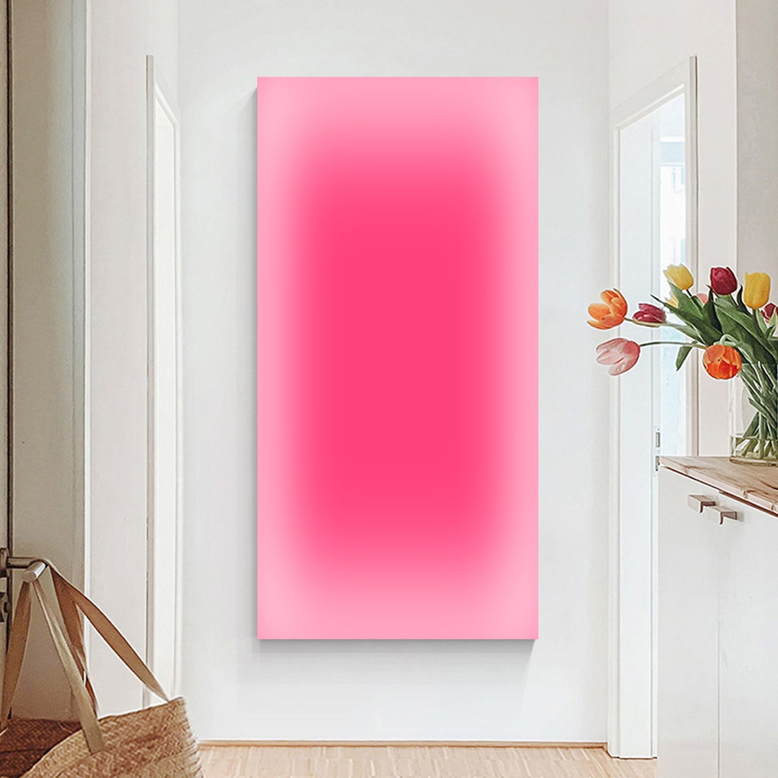 Home Decor Design Interior - Impression sur toile abstraite rose dégradé