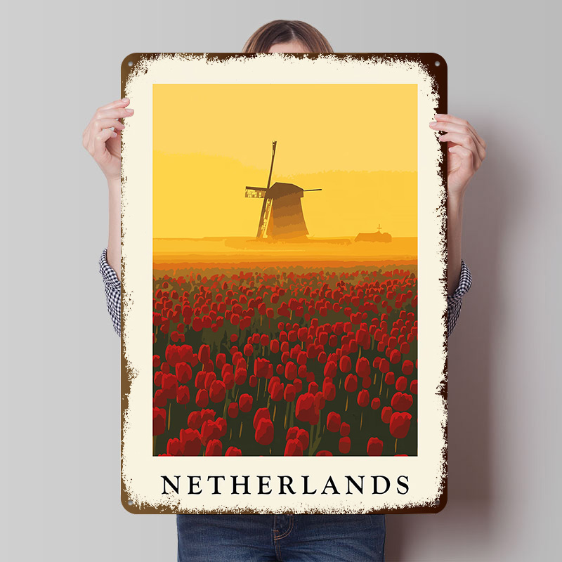 Home Decor Netherlands - Affiche imprimée avec motif de moulin