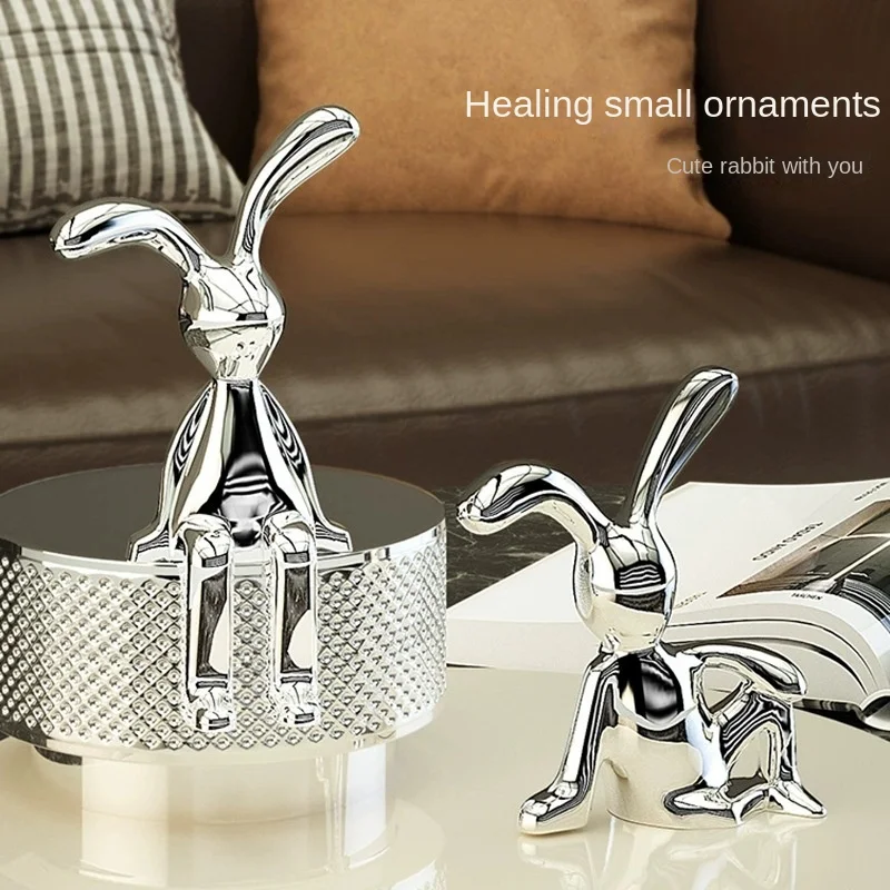 Home Decor Modern Organic - Lapin localité et Argenté en Céramique,
