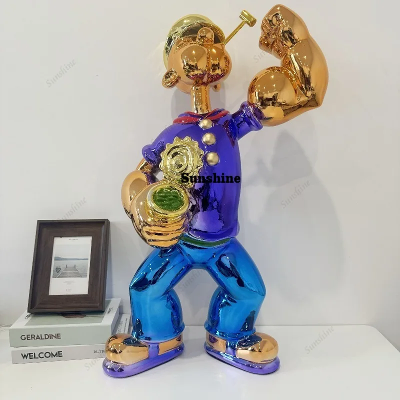 Home Decor Modern Organic - Figurine Popeye Électroplaquée, Sculpture Décorative Moderne