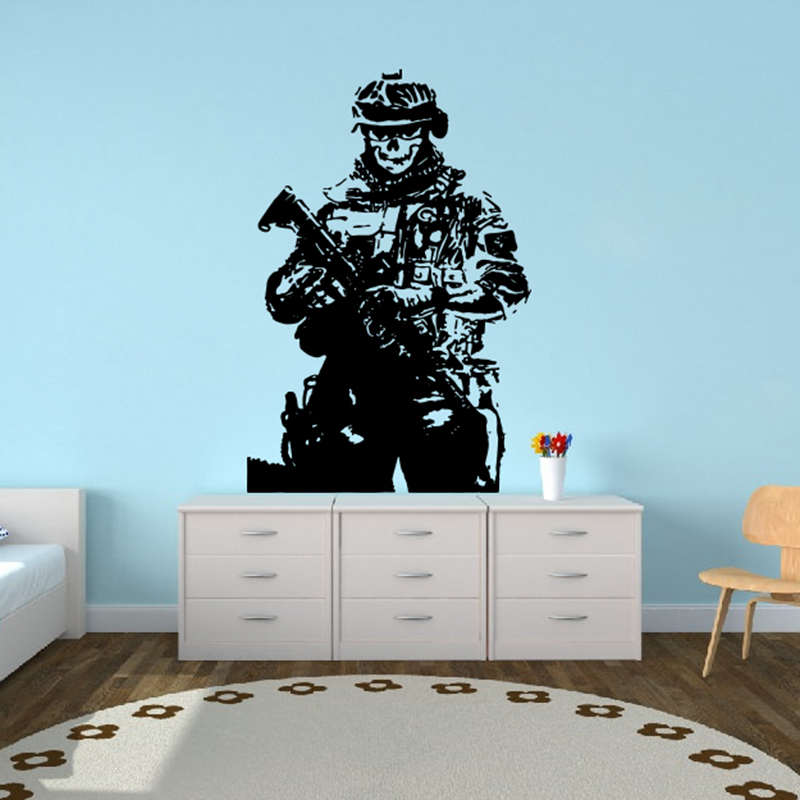 Home Decor Vinyl Flooring - Autocollant mural de guerre de crâne