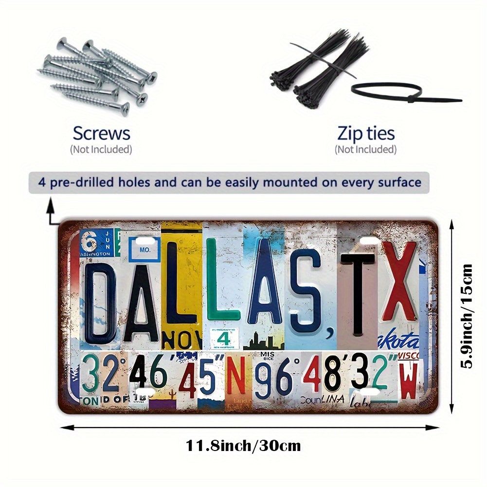 Home Decor Dallas - Plaque murale en métal 2D, style