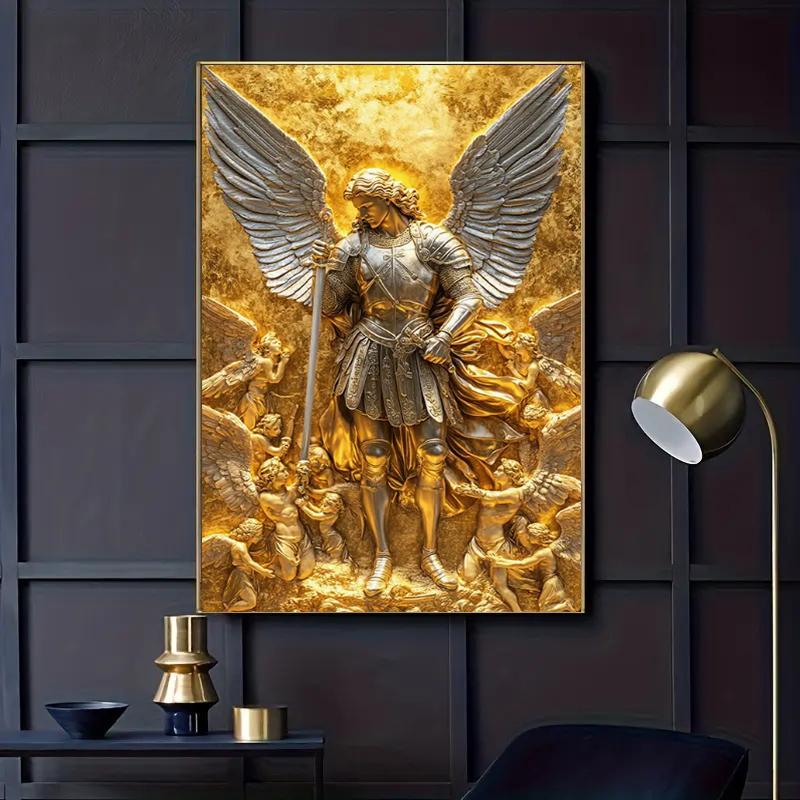 Home Decor Design Interior - Statue d'archange Michel en or, affiches