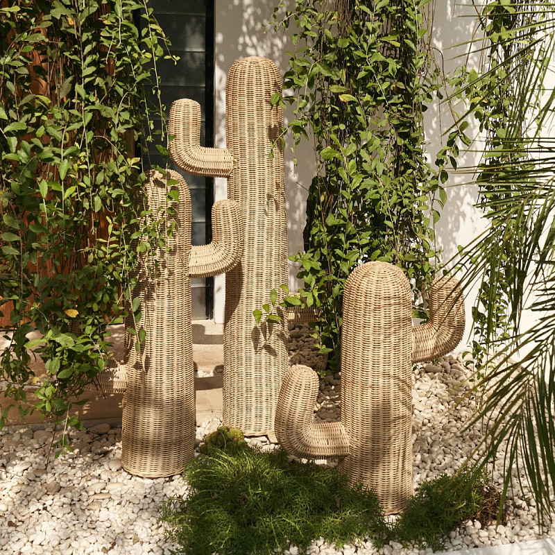 Statue de cactus en rotin fait - Home Decor Modern Organic avis et prix