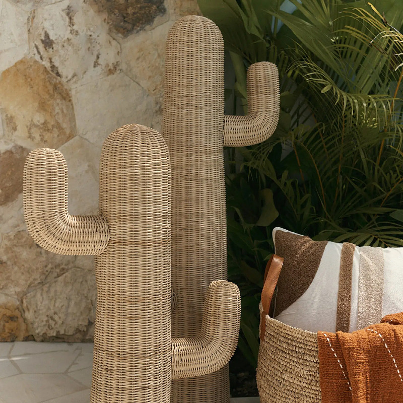 Statue de cactus en rotin fait - Home Decor Modern Organic avis et prix