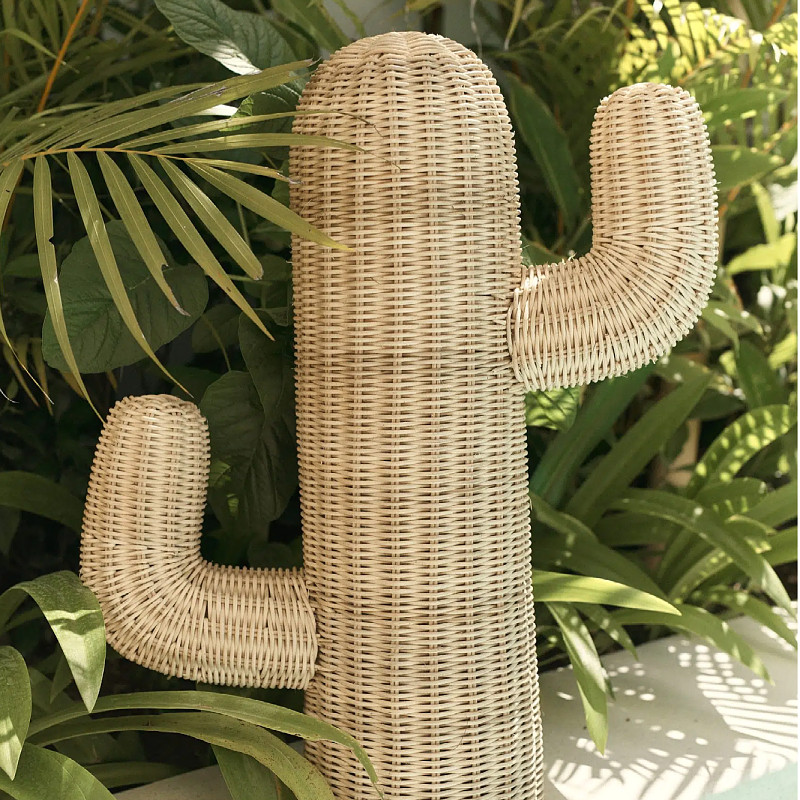 Statue de cactus en rotin fait - Home Decor Modern Organic avis et prix