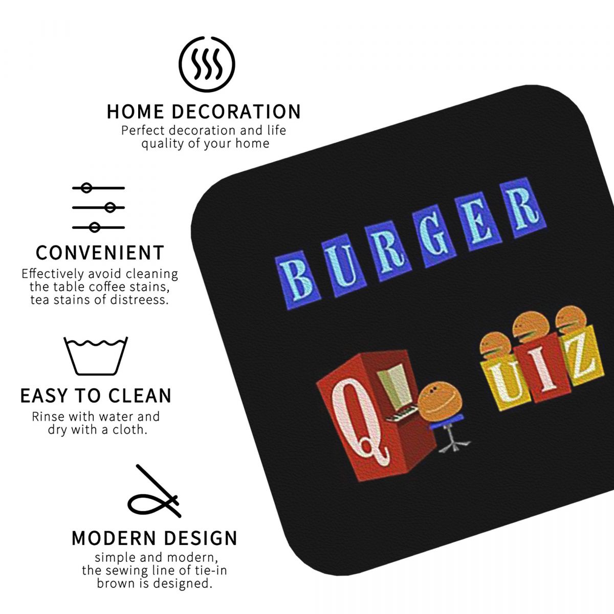 Burger Quiz – sous-verres avec - Home Decor Quiz avis et prix