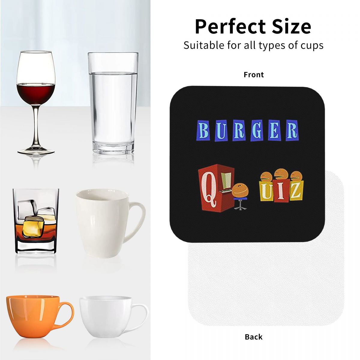 Burger Quiz – sous-verres avec - Home Decor Quiz avis et prix
