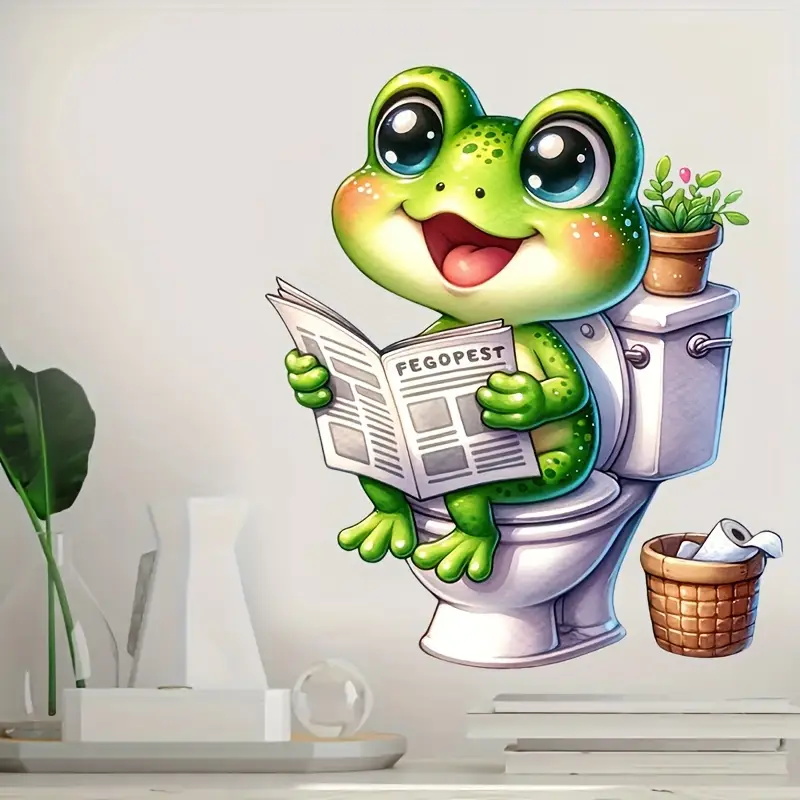 Grenouille sur toilettes lectu - Home Decor Vinyl Flooring avis et prix